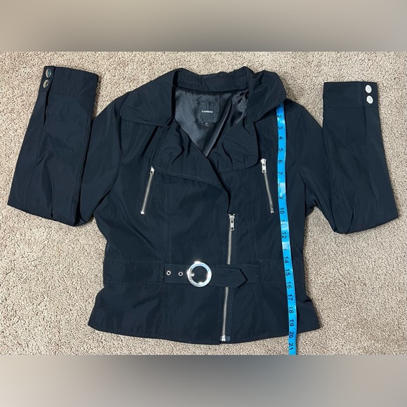 Express Cropped Moto Belted Jacket - black, M - Picture 4 of 7